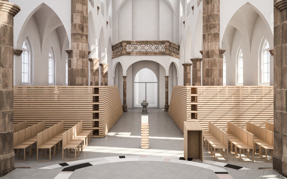 Grabeskirche | Innenarchitektur Visualisierung | Umbau Kirche